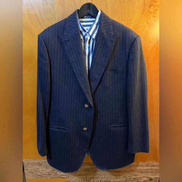 100% Wool Navy Pinstripe Men's Blazer